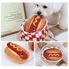 Squeaky Plush Dog Toy Hot Dog Bun Shape Chew Toy Dog Snuffle Toy with Crinkle Paper Puppy Teething Toy for Boredom Relief Interactive Training
