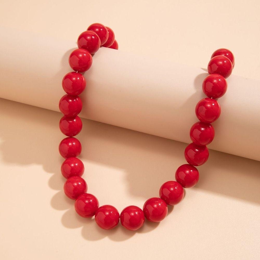 Simple Acrylic Necklace Colorful Design Handmade Beads Necklace Beaded Choker Necklace  Gift