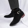 Fashion Fashion New Men's Suede Leather Pointed Business Casual Ankle Boot Male Winter High Tops New Comfortable Chelsea Leather Shoes