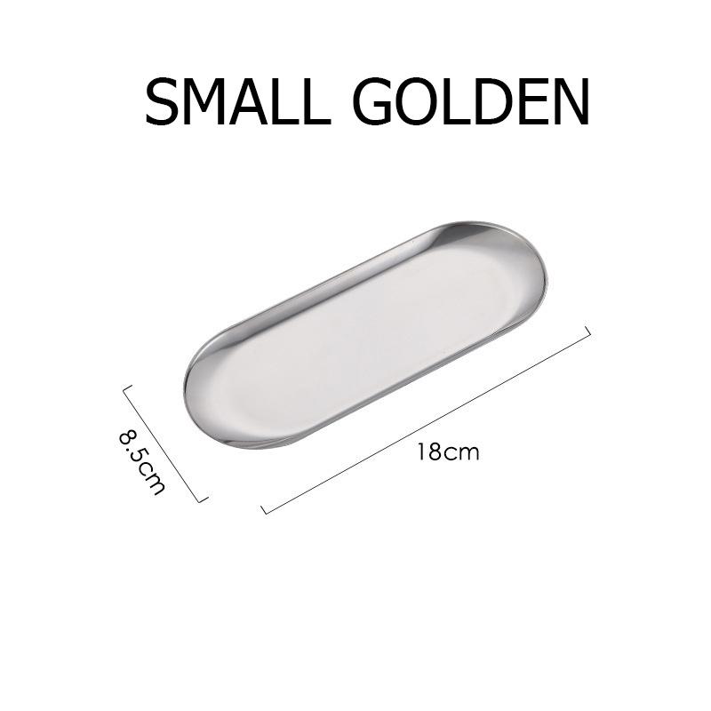 1 Pcs Stainless Steel Gold Dining Plate Dessert Plate Nut Fruit Cake Tray Snack Kitchen Plate Western Steak Kitchen Plate Dish MYY