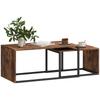 2 Piece Set Coffee Table Sofa Side Table Particle Board Metal 90 X 48 X 42 Cm 59 X 42 X 36 Cm Black Brown