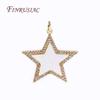 Trendige Messing mit Strasssteinen Stern/Rund Form Anhänger 18 Karat Vergoldet Inlay Natürliche Muscheln Anhänger DIY Schmuckherstellung Zubehör