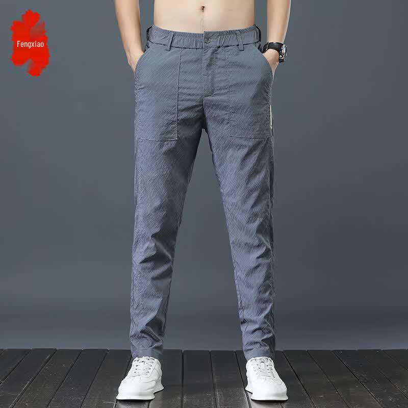 Men s Summer Ice Silk Slim Casual Pants 30