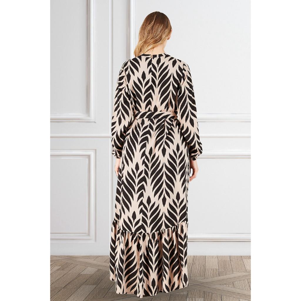 Women's Magnificent Collar Plus Size Dress Hijab Viscose Fabric Pleated And Pleated Dress