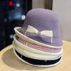 New women's autumn and winter Korean-style two-tone bow fisherman hat, elegant and warm knitted hat for middle-aged and elderly, trendy