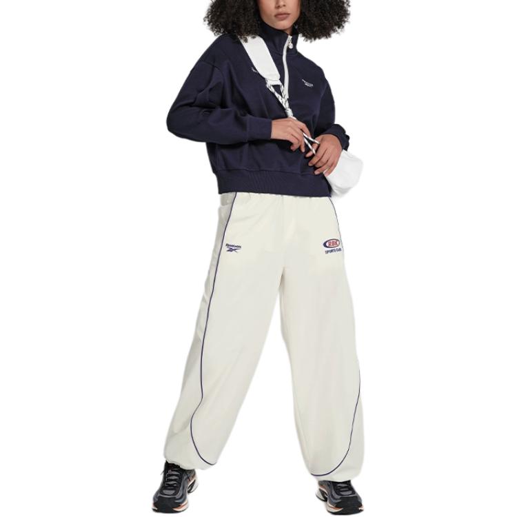 Reebok Alphabet-Print Sportlich Lässig Strick-Sweatshirt mit halbem Reißverschluss Damen Tops Marineblau 24SRC304WGN2