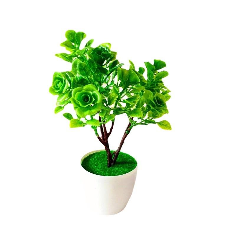 Plastic Multicolor Simulation Rosa Chinensis  Artificial Flower Potted Plants