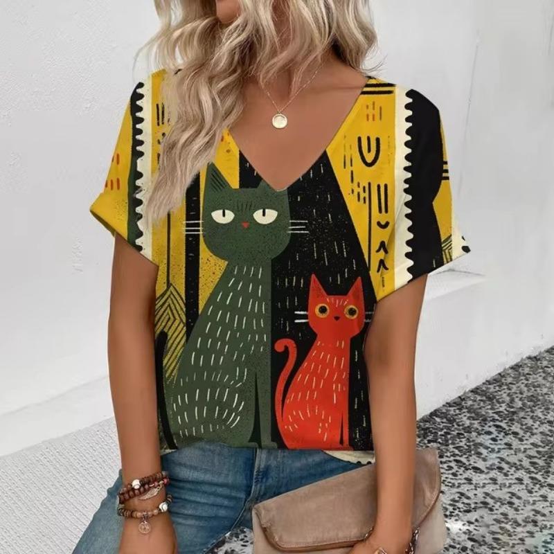 Vintage T Shirt For Women 3d Print Tees Top Fashion Pullover Aesthetic Female Clothing Summer Casual Oversized Tee