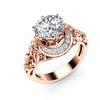 Wind, Hollow Flower Imitation Diamond Ring, Women'S Luxury Copper-Plated Rose Gold Zircon Jewelry