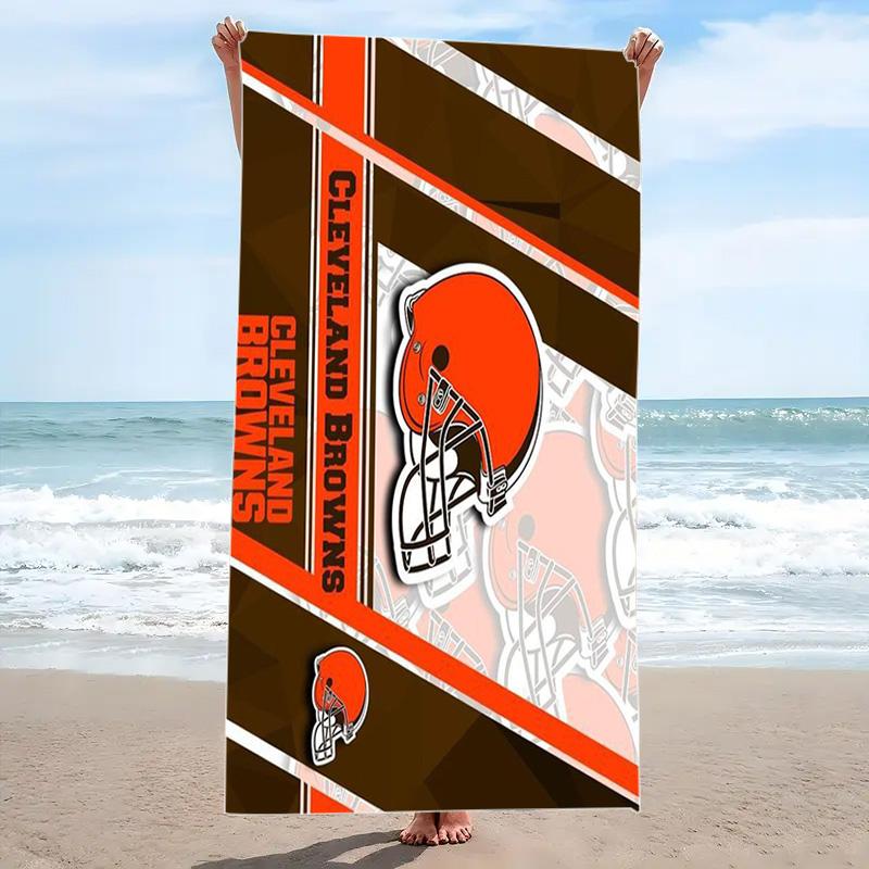 Cleveland Browns Print Beach Towel, Large Soft Quick Dry Towel for Beach Camping Swimming