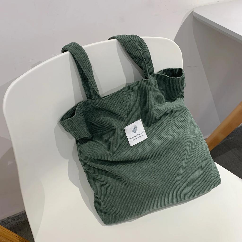 Lässige Faltbare Cord Einkaufstasche Hohe Qualität Umweltfreundlich Wiederverwendbar Lebensmitteleinkaufstasche Handtasche Leichte Schultertaschen
