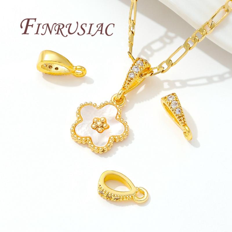 14K Gold Plated Bails For Pendant with Open Ring Findings Brass Bailes For Jewelry DIY Necklace Accessories Connectors