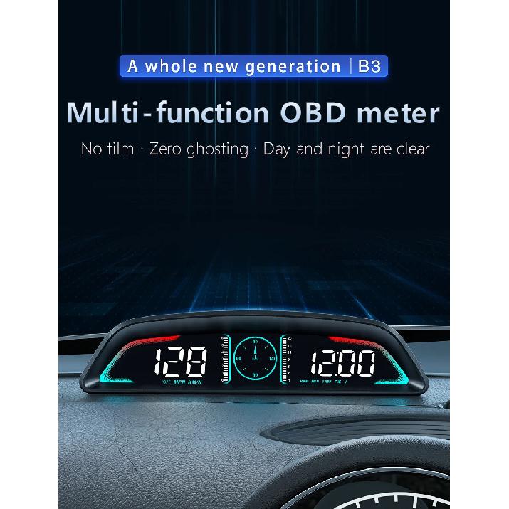 Smart Digital Meter HUD B3 Obd2 Display Multifunction Speedometer Tachometer RPM Water Temp Volt Fuel Consumption Security Alarm