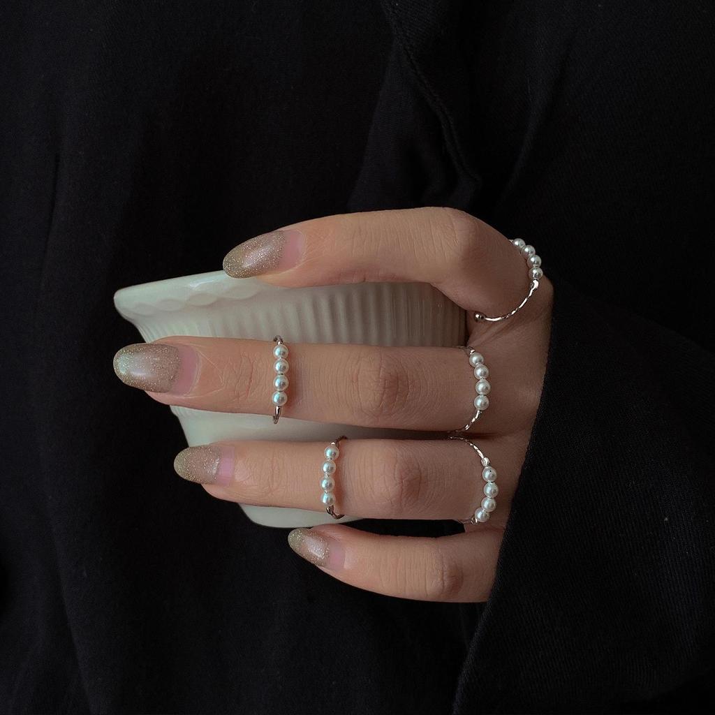 Trendy Japanese-Korean Faux Pearl 925 Silver Open Ring - Retro, Simple Design for Women