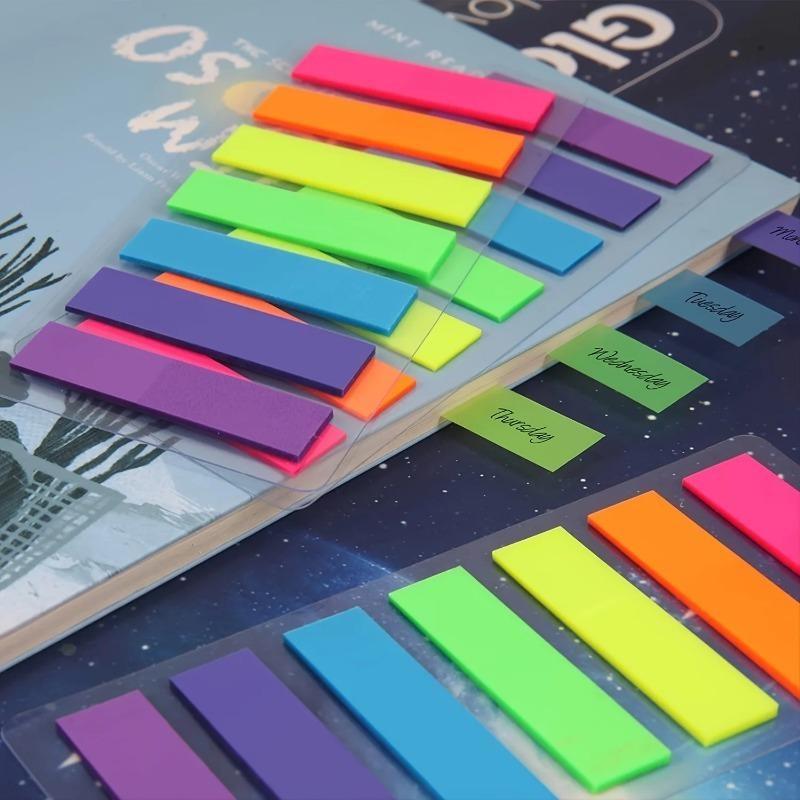 5pcs Rainbow Colorful Sticky Notes with 7 Color Index Tabs, 980 Pcs, Translucent Page Makers for Page Book