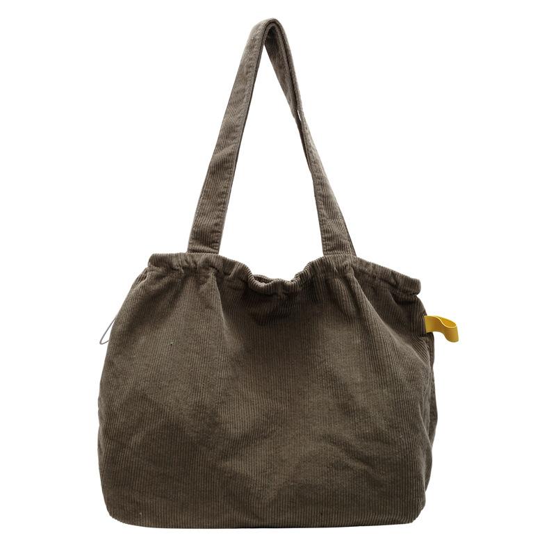 Drawstring Tote Bag Large Capacity Women's Leisure Travel Portable Shopping Bag Commuter Velvet Shoulder Bag Women's Bag
