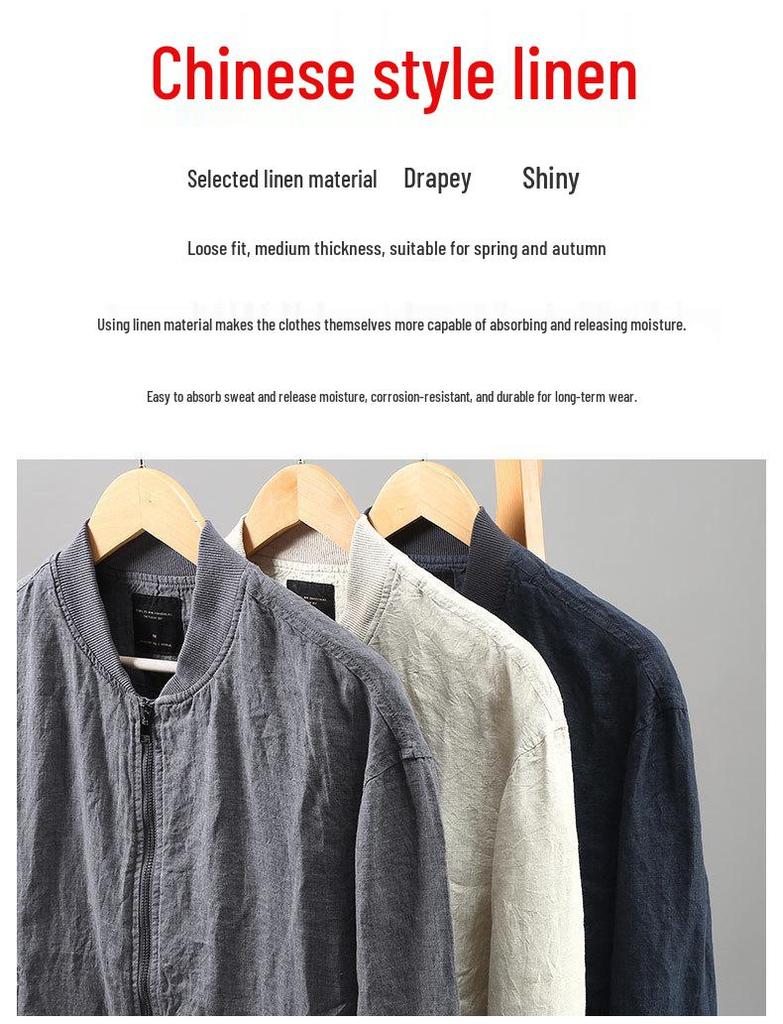 Men's Artistic Youth Long-Sleeve Linen Coat: Comfortable, Breathable, Versatile Casual Wear.