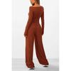 YYFS Pantaloni da donna alla moda casual primavera autunno tinta unita stampa manica lunga scollo a V pantaloni tuta