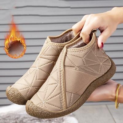 Bottes de neige épaissies pour femmes, hiver, imperméables et antidérapantes, doublées de velours, semelle chaude, mi-hautes, chaussures en coton, chaussures en coton simples pour femmes
