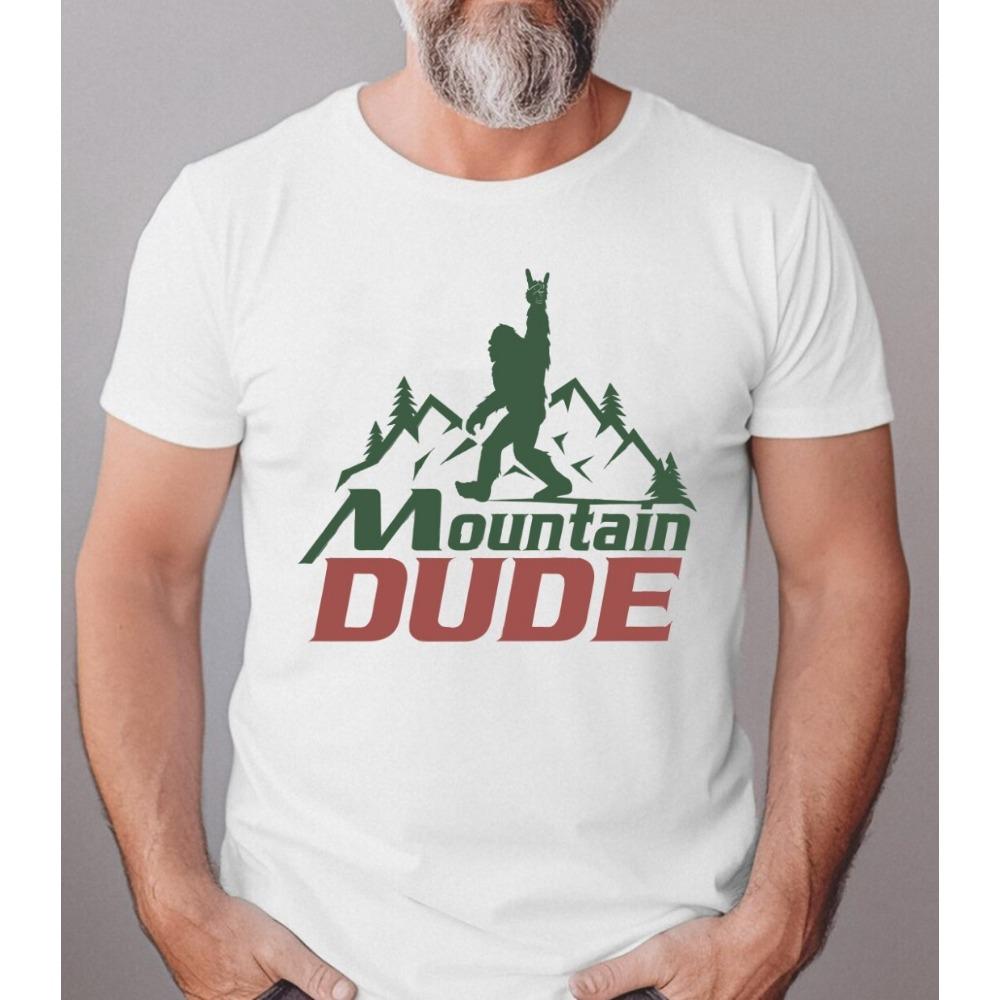 Funny Bigfoot Mountain Dude TShirt Nature Lover Wilderness Exploration Shirt Men Crewneck Cotton Short Sleeve Summer Sportswear S