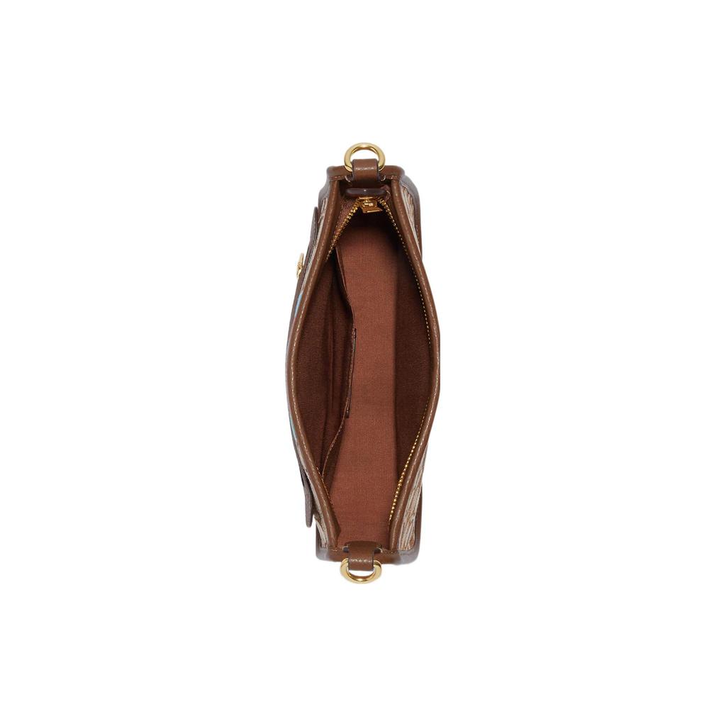 New COACH Dempsey Jacquard Fabric With Refined Calfskin Shoulder Bag, Crossbody Bag Large Women's Khaki & Rosewood CG505-IMT1O