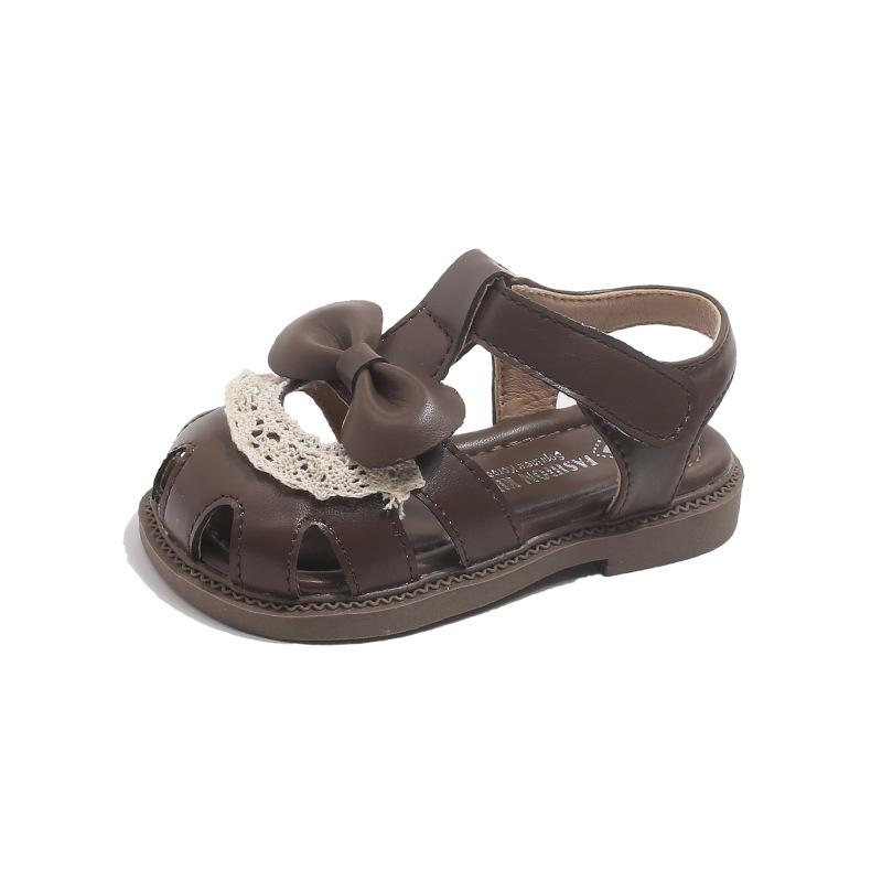Girls Soft-soled Shoes with Head Covering, Beach Shoes, Sandals, Anti-slip Design 21 кофейный
