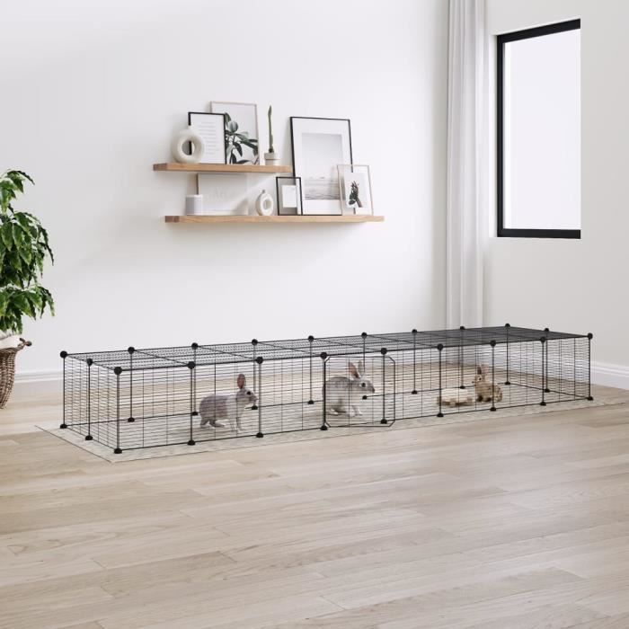 3114060 vidaXL Pet Cage 36 Panels and Door Black 35x35 Cm