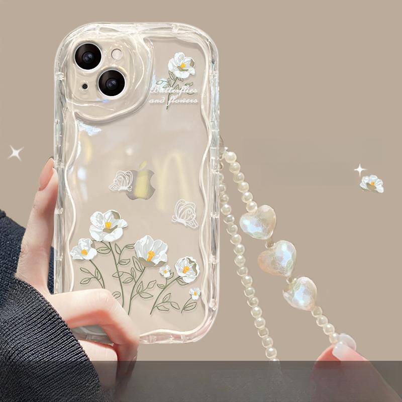 

Подходит для Apple 15 Чехол для мобильного телефона iPhone 14/13Promax Line Flower Bracelet 11/12 Прозрачный силикон Xr iPhone 16 Pro Max