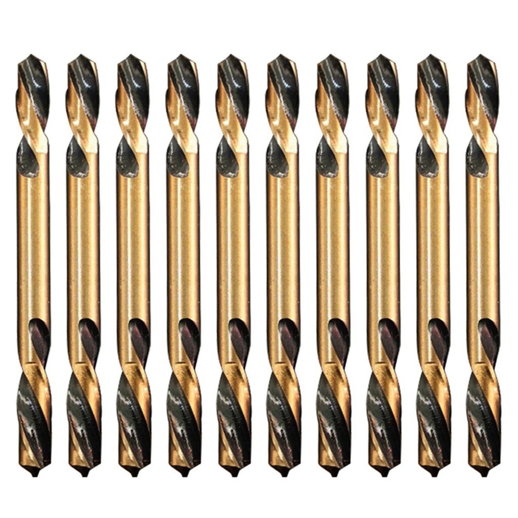 Set of 10 HSS Double Ended Auger Drill Bits for Stainless Steel Wood Aluminum Compatible with Hand Drills and Bench Drills