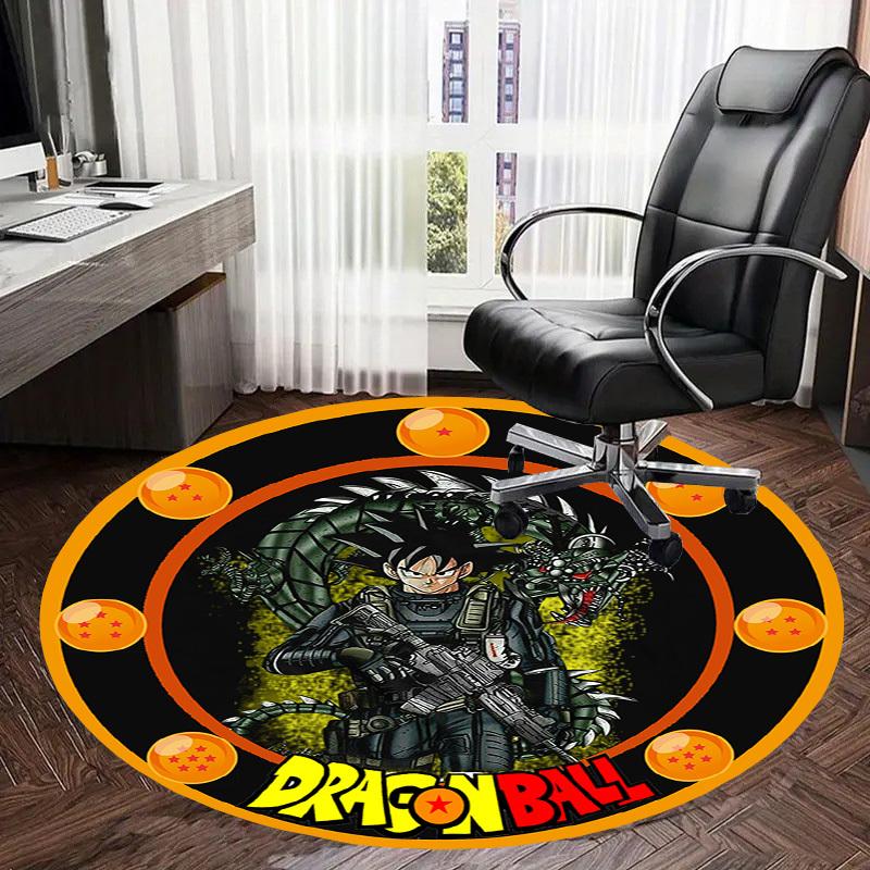 1 Stück Dragon Ball Mashup Artwork Runder Teppich, Hergestellt aus Polyester, Perfekt zur Dekoration von Bürostühlen, Wohnzimmern, Lebendiger Dekorativer Teppich