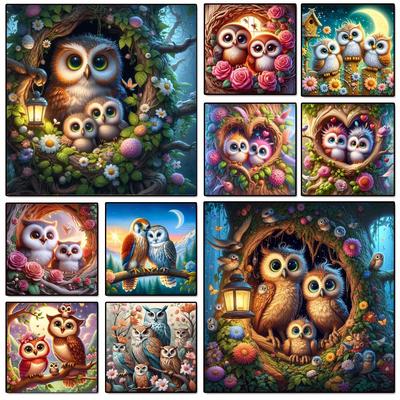 New Arrivals Diamond Painting Cute Owl Family Rose Full Diy Mosaic Animals Bird Flowers Art Pictures Embroidery Gift Home Decor