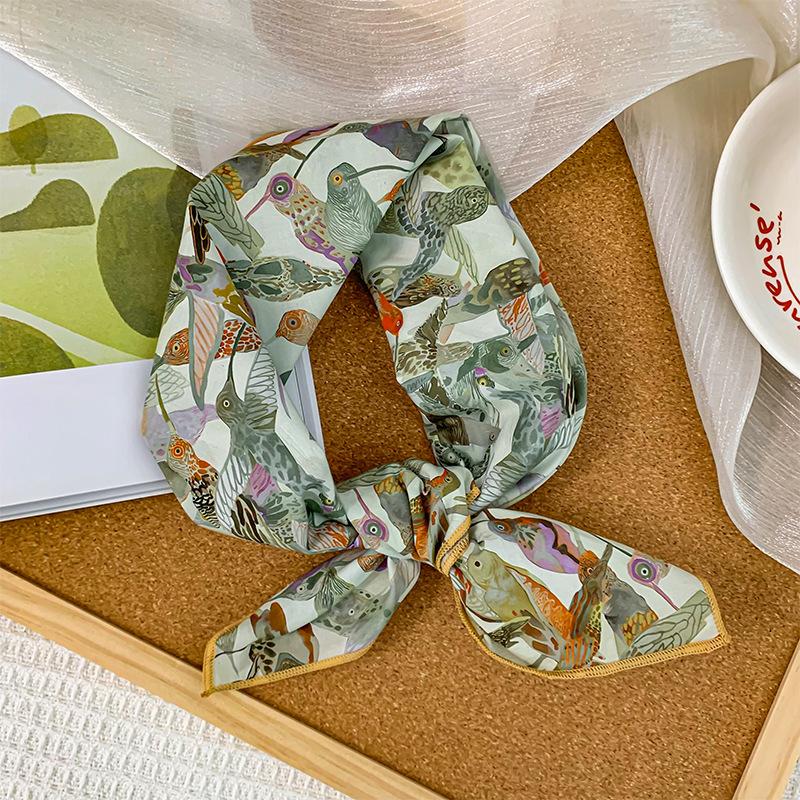 58 cotton and linen square scarf headscarf autumn versatile small floral women's thin small fresh decorative silk scarf