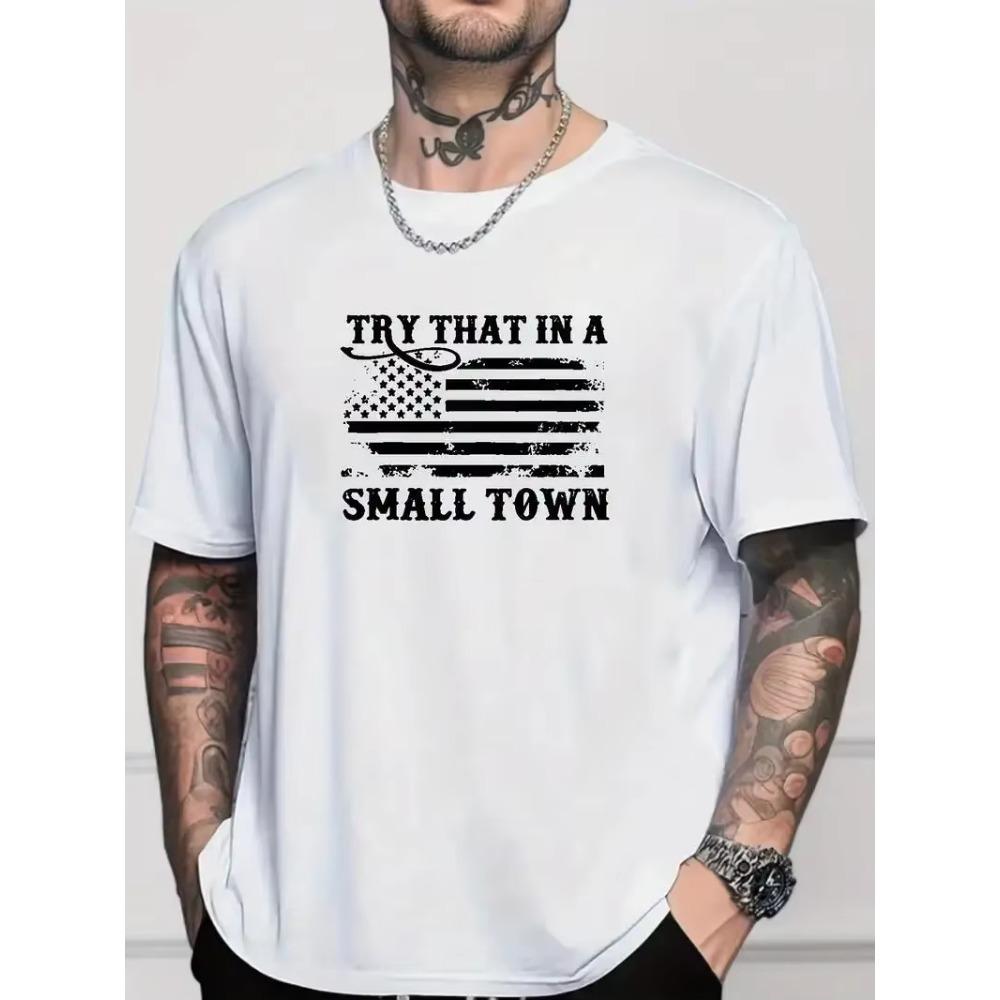 Plus Size T-Shirt Men's American Flag Printed T-Shirt Men's Fashion Cause and Effect T-Shirt Short Sleeve Top Men's Clothing