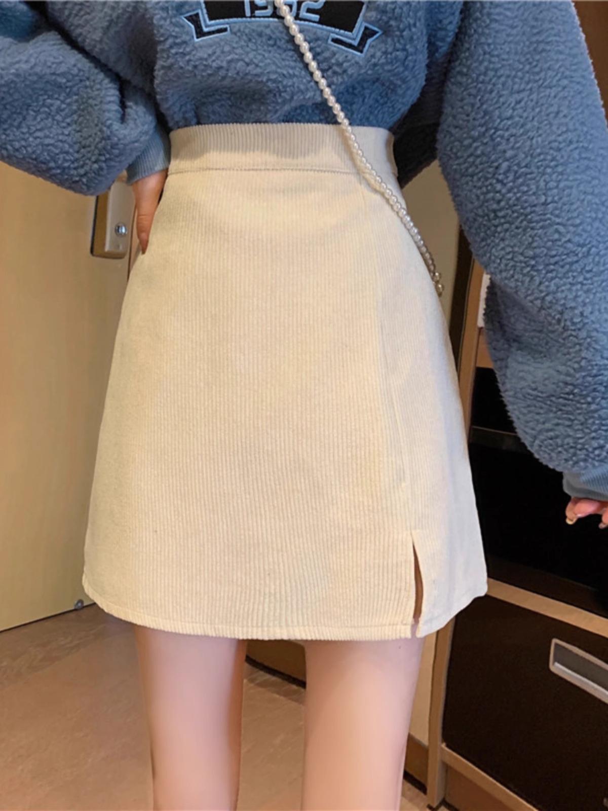 

Корейская узкая юбка А-силуэта с высокой талией для женщин - мода осень/зима 2023 года 2XL абрикосовый