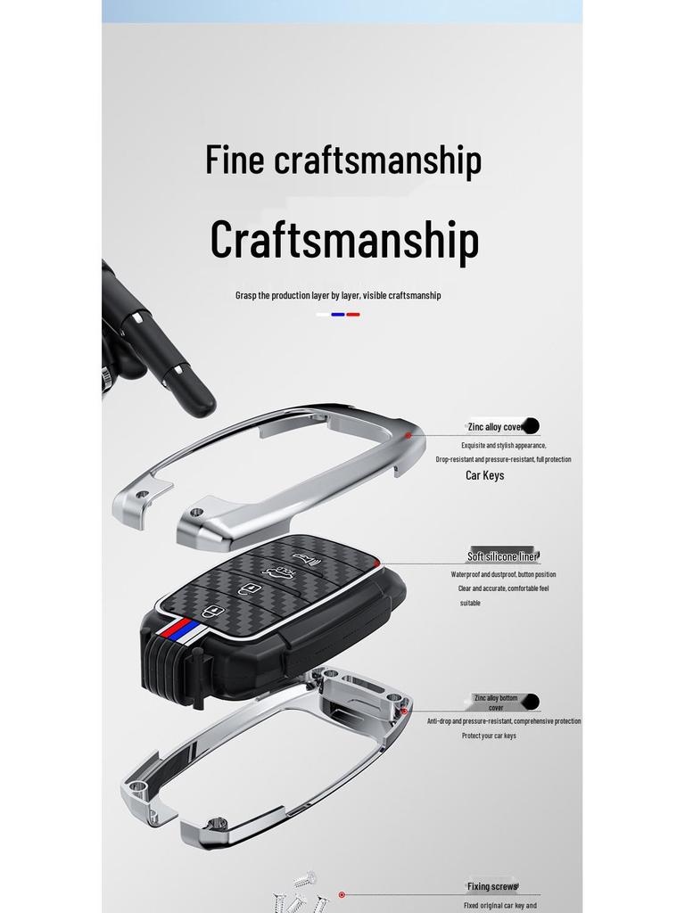 Compatible Metal Key Case for Kia Models: 19 K3, 13-17 K5, KX3, KX5, Furui Di, K4, K2, KX7.