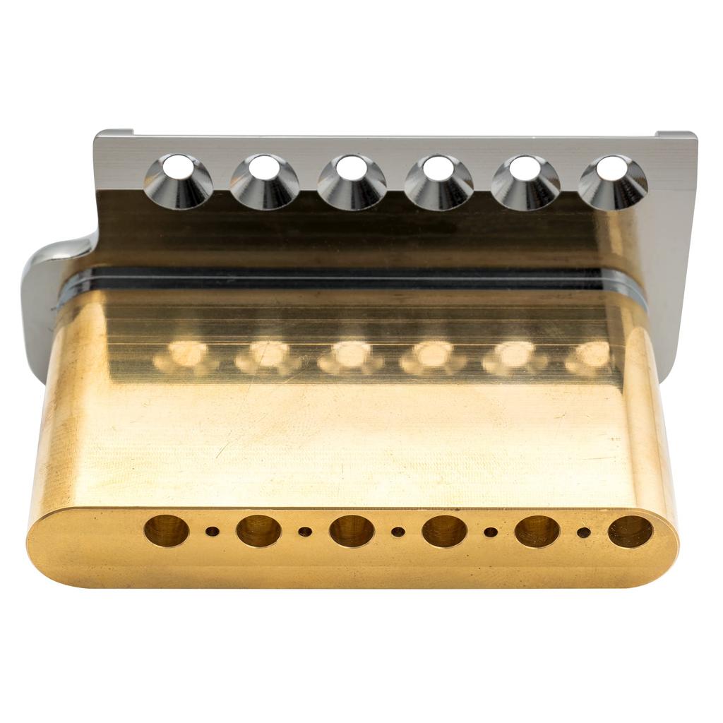 Musiclily Ultra Brass Tremolo Unit Bridge PRS Type Knife Edge for Strat ST Electric Chrome 10.5mm 6-Point Guitar,
