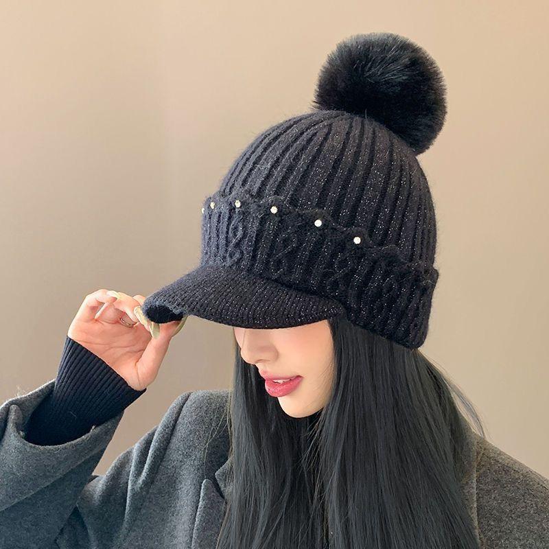Hat Women's Winter Fleece Knitted Hat Cold-proof and Warm Ear Protector Cap Fashion Thickened Wool Hat