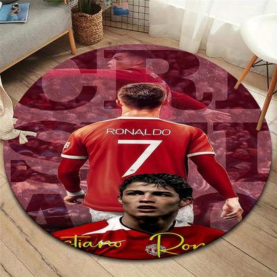 Alfombra Redonda CR7, Alfombra para Sala de Estar, Dormitorio, Sofá, Sala de Juegos Decoración, Felpudo Antideslizante