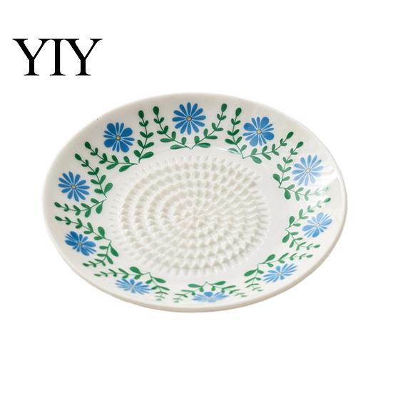 Multifunctional Garlic Dish Ceramic Grinder, Multi-Functional Grating Plate, Manual Ginger Grater Bowl Zester Bowl, All-in-One Prep Mixing Serving
