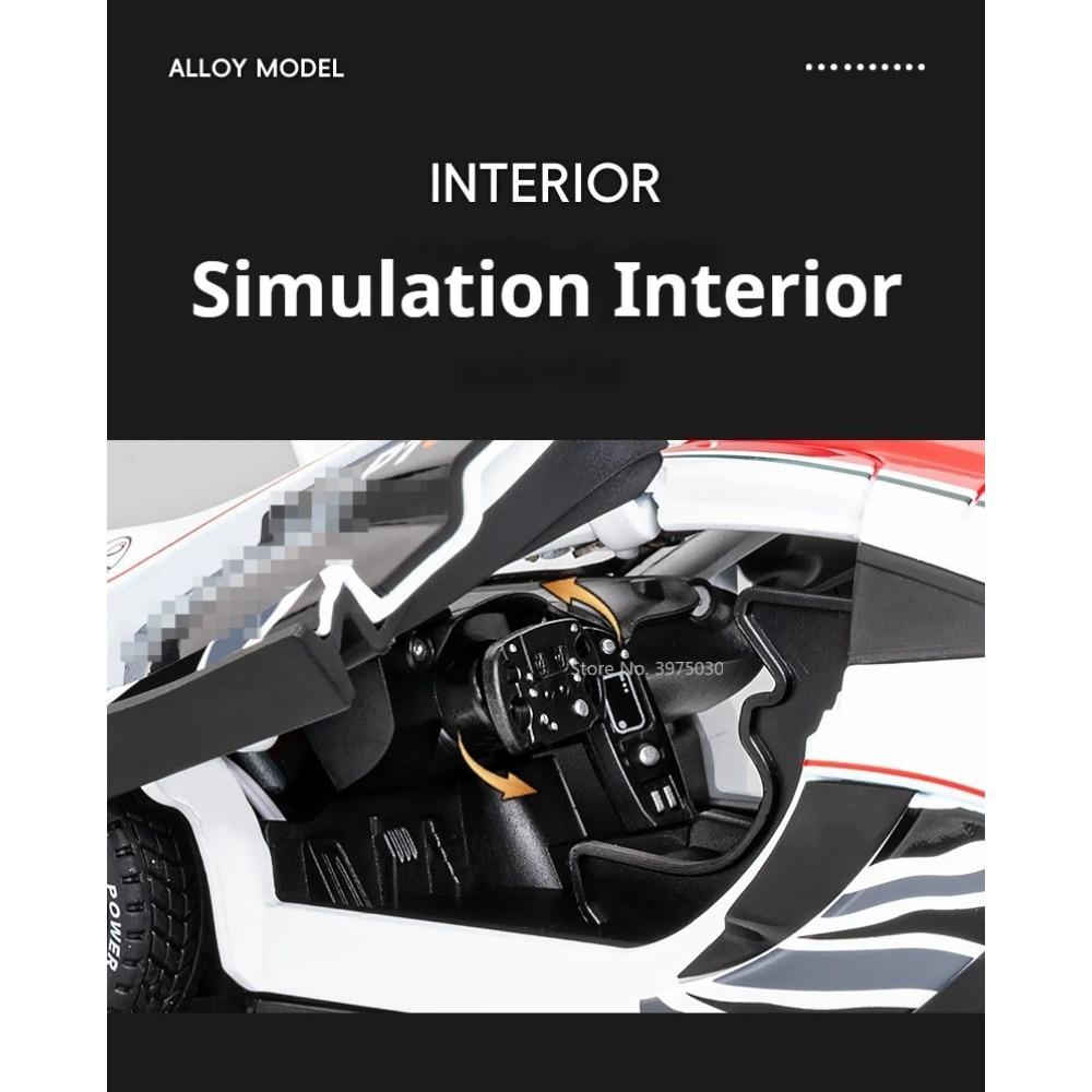 1/22 McLaren P1-GTR Model de mașină de jucărie din aliaj turnat sub presiune cu sunet și lumină Roată din spate Funcție de tragere în spate Modele de vehicule Cadouri de ziua copiilor