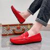 Herren Mokassins Fahrschuhe Leder Flats Lässige Slipper Übergröße Farbdruck Schuhe für Herren
