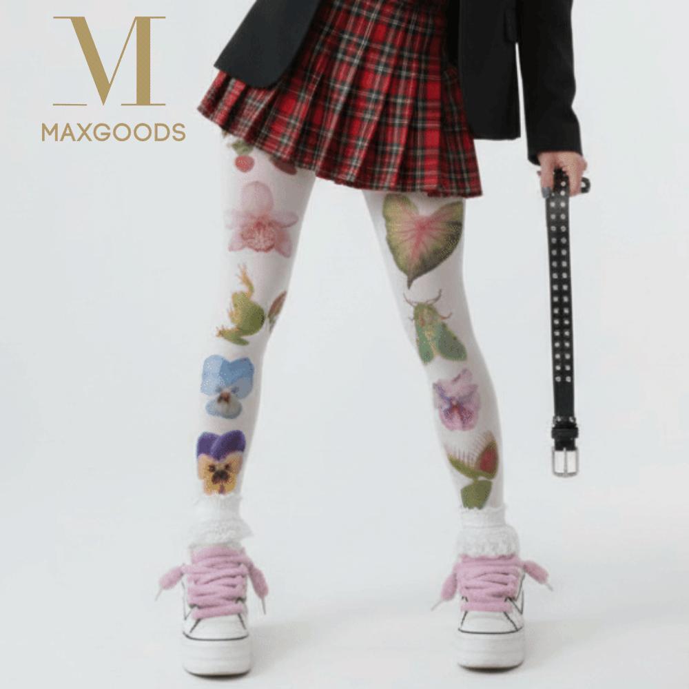 Japanese Style Flower Printed Pantyhose Y2K Anime Sexy Stockings Leggings Slim Silk Velvet Long Tights Sexy Lingerie New Year