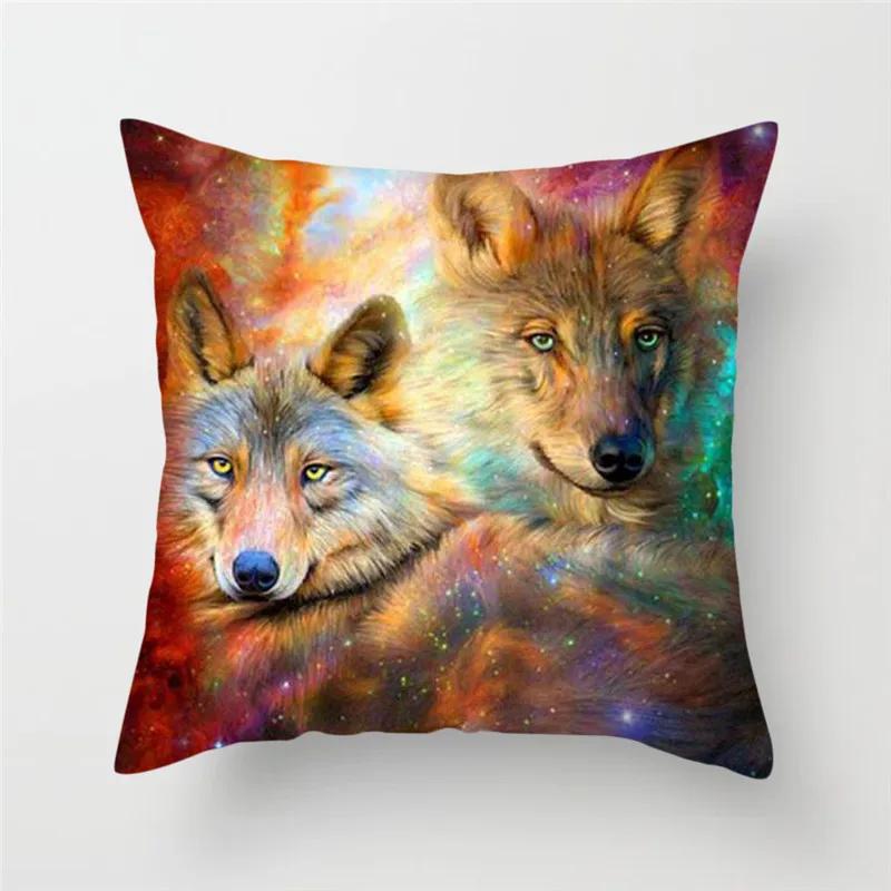 

Home Decor Wildlife Print Cushion Cover Wolf King Photo Pillow Cover Home Sofa Decoration Pillowcase X 30x30cm бордовий