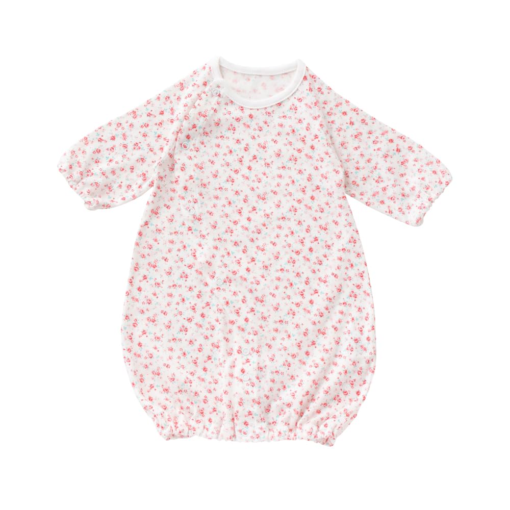 Cream de Coco Relaxed Jersey Floral Print for Premature Birth Weight Babies Made in Sizes Two-Way All-in-One [Crotch Snaps/2-Way] Newborn/Baby, Japan,
