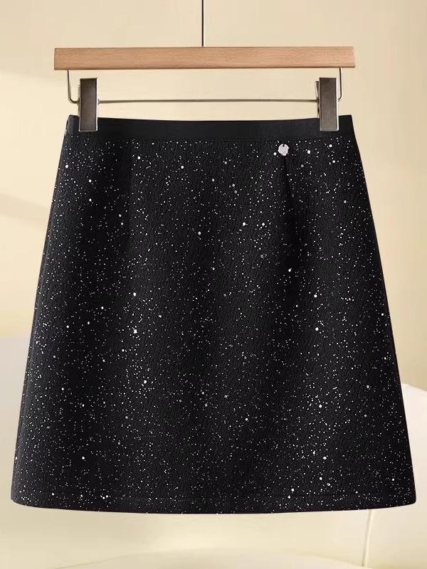 Autumn/Winter 2025 Women's Versatile High-Waisted Sequin A-Line Skirt