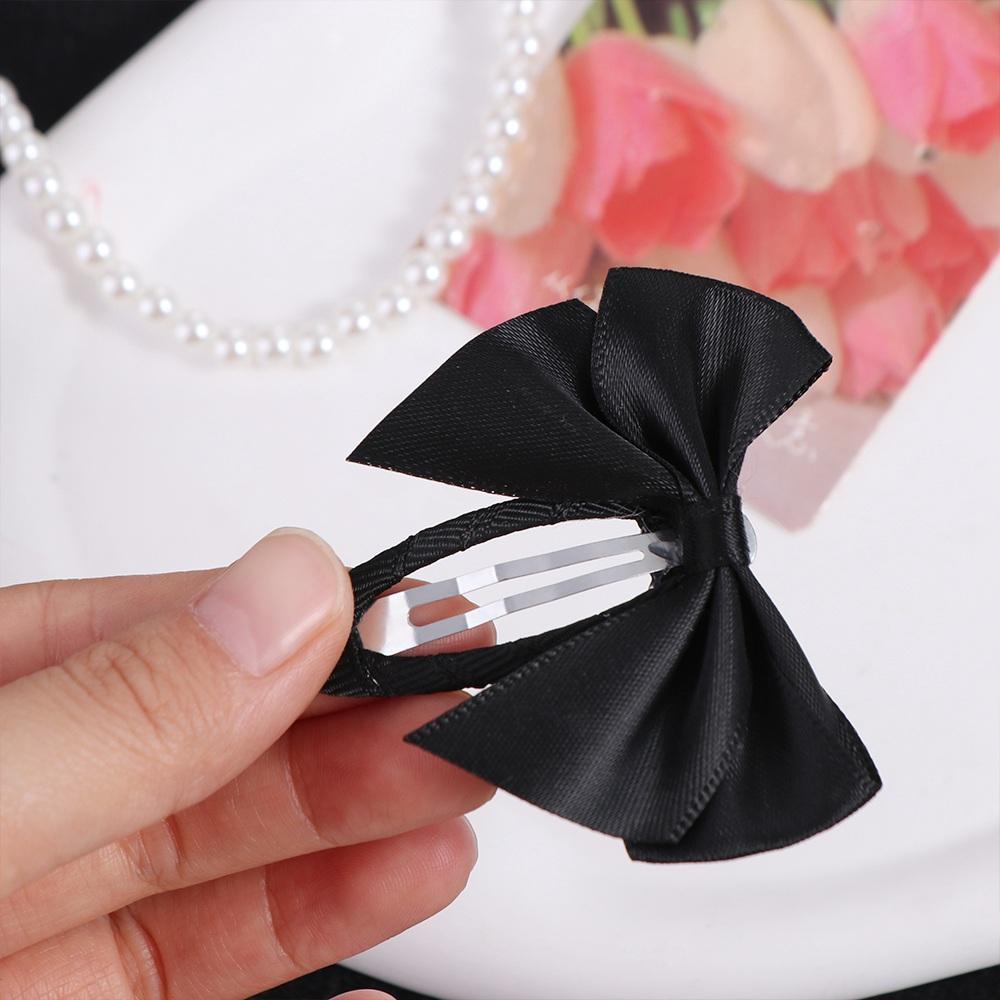 Y2K Cloth Hair Clip Satin Oval Hairpin Hair Accessories Bow BB Clip  School