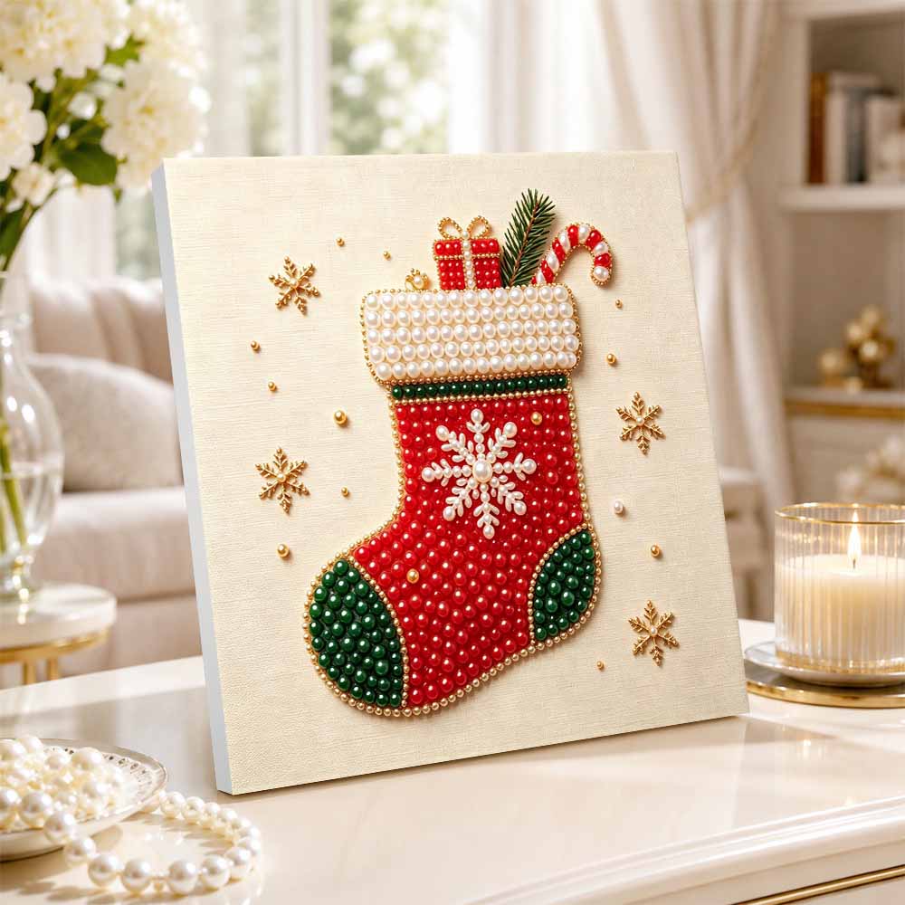 Perlenmalerei Weihnachtsstrumpf Kunst-Set DIY Handgemacht Feiertags-Heimdeko Malerei