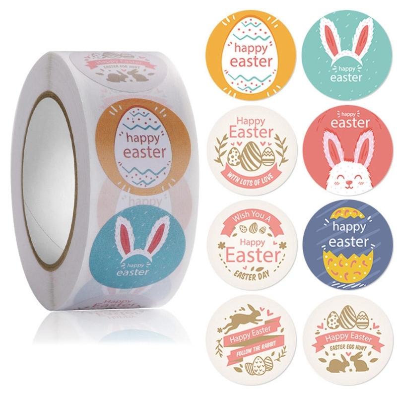 500pcs Happy Easter Sticker Decorative Stickers for Kids Spring Party Supplies