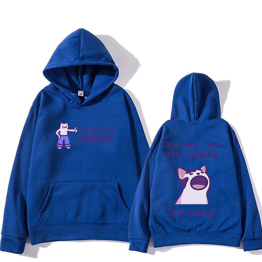 

Двусторонняя печать Yapper Meme Cat Hoodie Cartoon Print Harajuku Kawaii Sweatshirt Long sleeved Cute Clothing Vintage Hoody XXXL