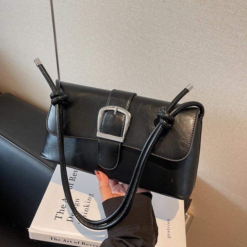 Трендовая высококачественная текстурированная сумка женская новая сумка-багет ретро мода универсальная на плечо кроссбоди женская сумка чёрный